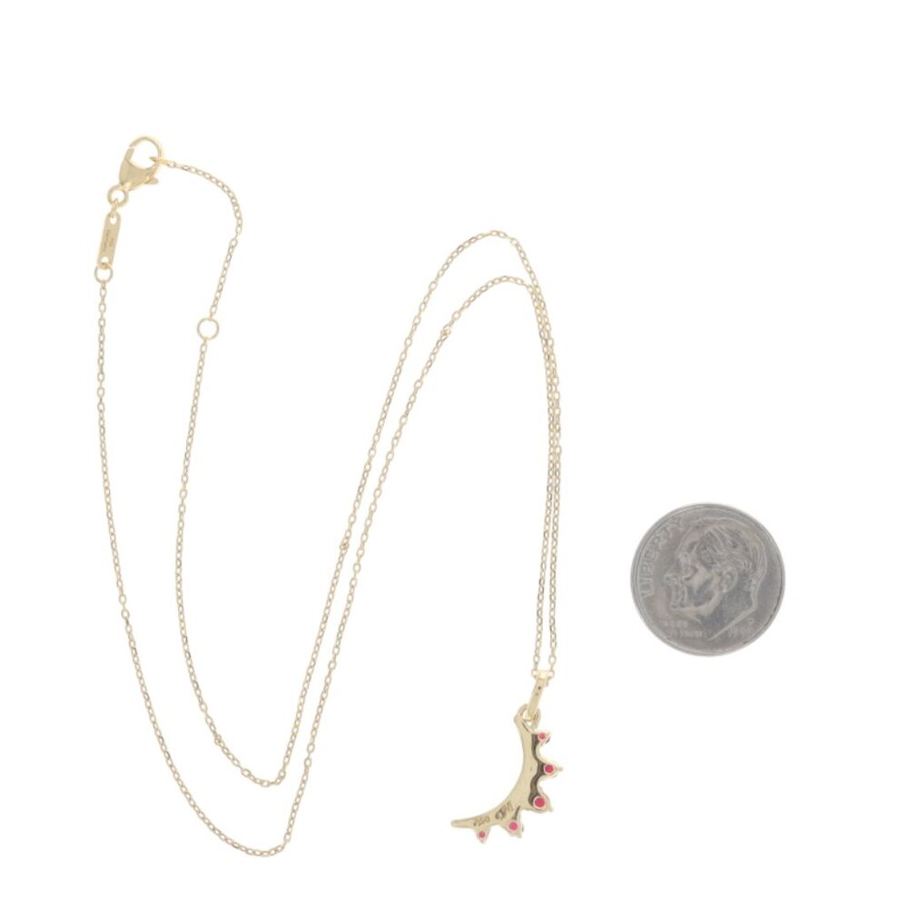 Monica Rich Kosann July Birthstone Moon Crescent Ruby Necklace Gold 18k .19ctw - Picture 4 of 6